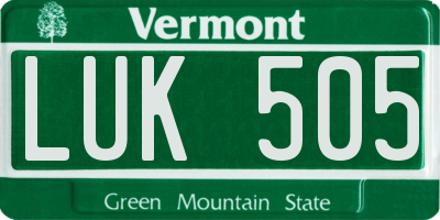 VT license plate LUK505
