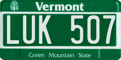 VT license plate LUK507
