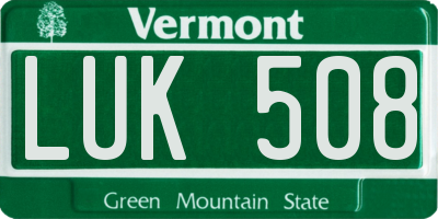 VT license plate LUK508