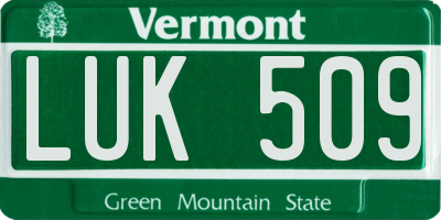 VT license plate LUK509