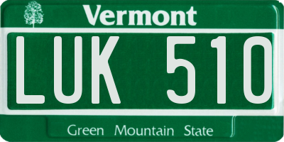 VT license plate LUK510