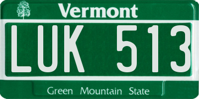 VT license plate LUK513