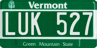 VT license plate LUK527