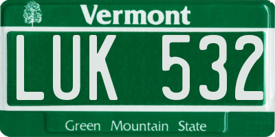 VT license plate LUK532