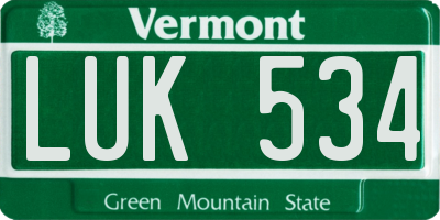 VT license plate LUK534