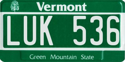 VT license plate LUK536