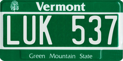 VT license plate LUK537