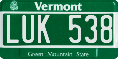 VT license plate LUK538