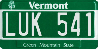 VT license plate LUK541
