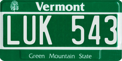 VT license plate LUK543