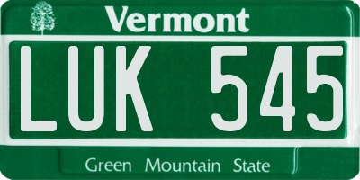 VT license plate LUK545