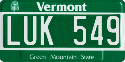 VT license plate LUK549