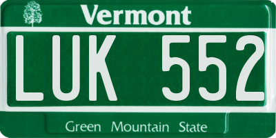 VT license plate LUK552