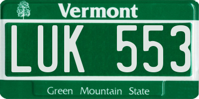VT license plate LUK553