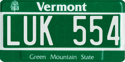 VT license plate LUK554