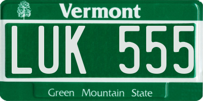 VT license plate LUK555