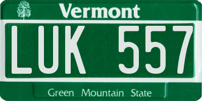 VT license plate LUK557