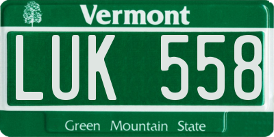 VT license plate LUK558