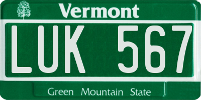 VT license plate LUK567