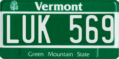 VT license plate LUK569