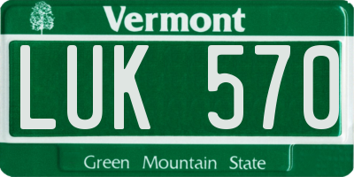 VT license plate LUK570