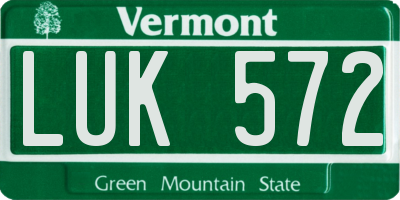 VT license plate LUK572
