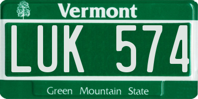 VT license plate LUK574