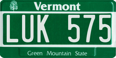 VT license plate LUK575
