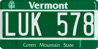 VT license plate LUK578