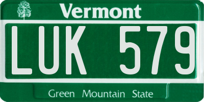 VT license plate LUK579