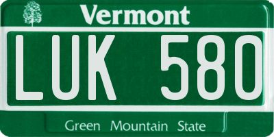 VT license plate LUK580