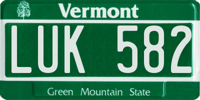 VT license plate LUK582