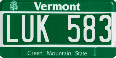 VT license plate LUK583
