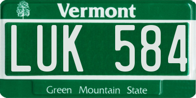 VT license plate LUK584