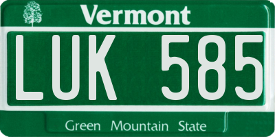 VT license plate LUK585