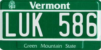 VT license plate LUK586