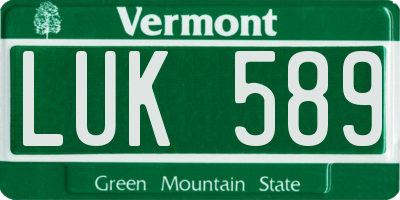VT license plate LUK589
