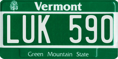 VT license plate LUK590