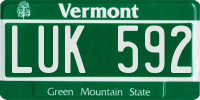 VT license plate LUK592