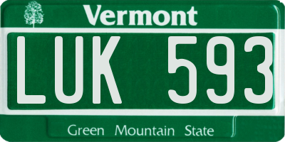 VT license plate LUK593
