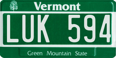 VT license plate LUK594