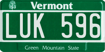 VT license plate LUK596