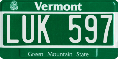 VT license plate LUK597