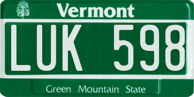 VT license plate LUK598