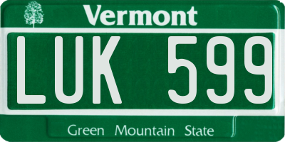 VT license plate LUK599