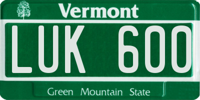 VT license plate LUK600