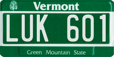 VT license plate LUK601