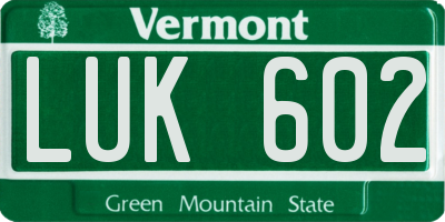 VT license plate LUK602