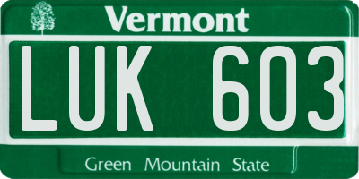 VT license plate LUK603