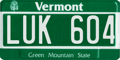 VT license plate LUK604